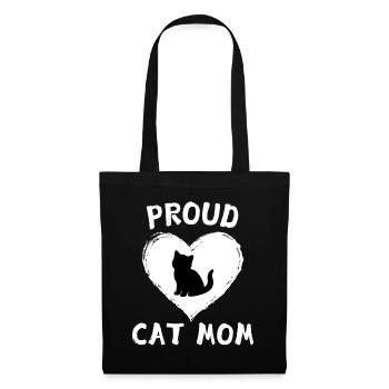 Proud Cat Mom Herz Katze Kätzchen Katzenliebhaber - Stoffbeutel - Schwarz - Vorne