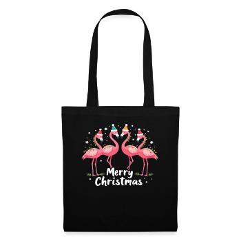 Flamants roses Joyeux Noël Flamingo Weihnachten - Sac en tissu - noir - Devant