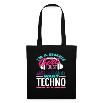 Techno Lover Einfache Mädchen Freunde - Stoffbeutel - Schwarz - Vorne