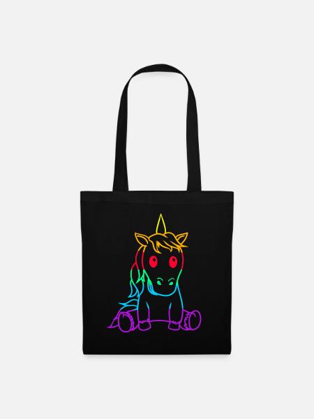 LGBT Einhorn Gay Pride Regenbogenfahne Pferd - Stoffbeutel - Schwarz