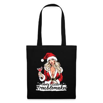 Chapeau de Noël Little Troublemaker du Père Noël - Sac en tissu - noir - Devant