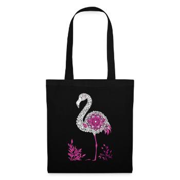 Mandala Flamingo Flamingo Wasservogel Flamingo - Stoffbeutel - Schwarz - Vorne