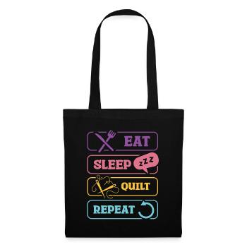 Eat Sleep Quilt Repeat Muster Design - Stoffbeutel - Schwarz - Vorne