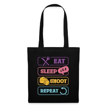 Eat Sleep Shoot Repeat Kamera Motiv - Stoffbeutel - Schwarz - Vorne