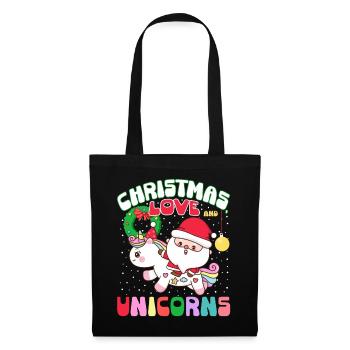 Einhorn Pferde Reitern Weihnachen Liebe Reiten - Stoffbeutel - Schwarz - Vorne