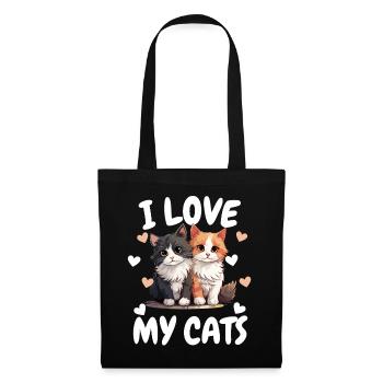 J’aime mes chats - Design amusant de chaton - Sac en tissu - noir - Devant