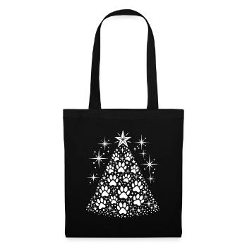 Noël arbre de Noël chien chat pattes woof - Sac en tissu - noir - Devant