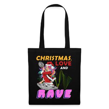 Weihnachten Disco, Rave, Techno, House, Goa, Party - Stoffbeutel - Schwarz - Vorne