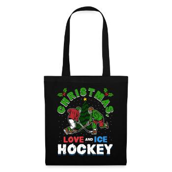 Weihnachten, Liebe und Eishockey Magie auf dem Eis - Stoffbeutel - Schwarz - Vorne