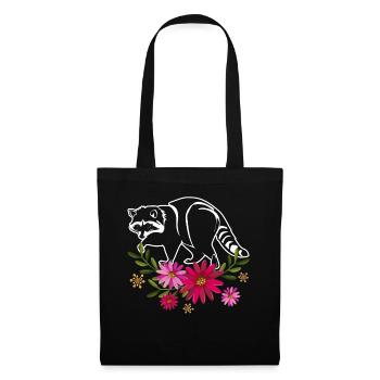Raccoon With Flowers - Tote Bag - black - Front