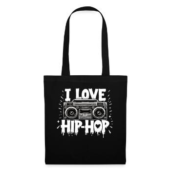 J’aime le hip hop Hip hop Musique hip hop Boombox Rap - Sac en tissu - noir - Devant