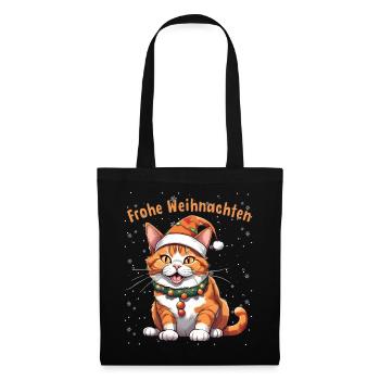 Joyeux Noël chat en chapeau de Père Noël pour - Sac en tissu - noir - Devant