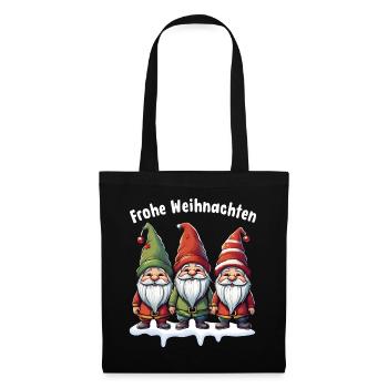 Fröhliche Weihnachten Mit Lustigen Wichteln Für - Stoffbeutel - Schwarz - Vorne