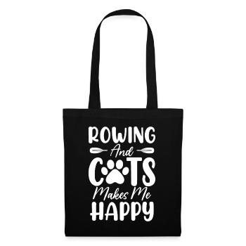 Rowing And Cats Makes Me Happy Funny Coxswain - Tote Bag - black - Front