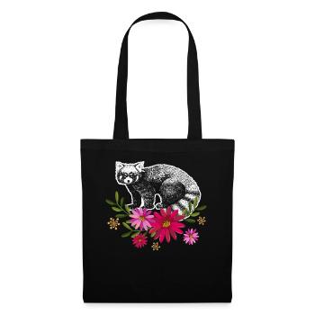 Red Panda With Flowers - Tote Bag - black - Front