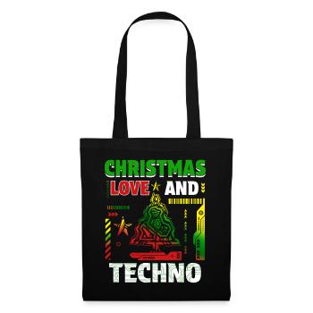 Weihnachten Disco, Rave, Techno, House, Goa, Party - Stoffbeutel - Schwarz - Vorne
