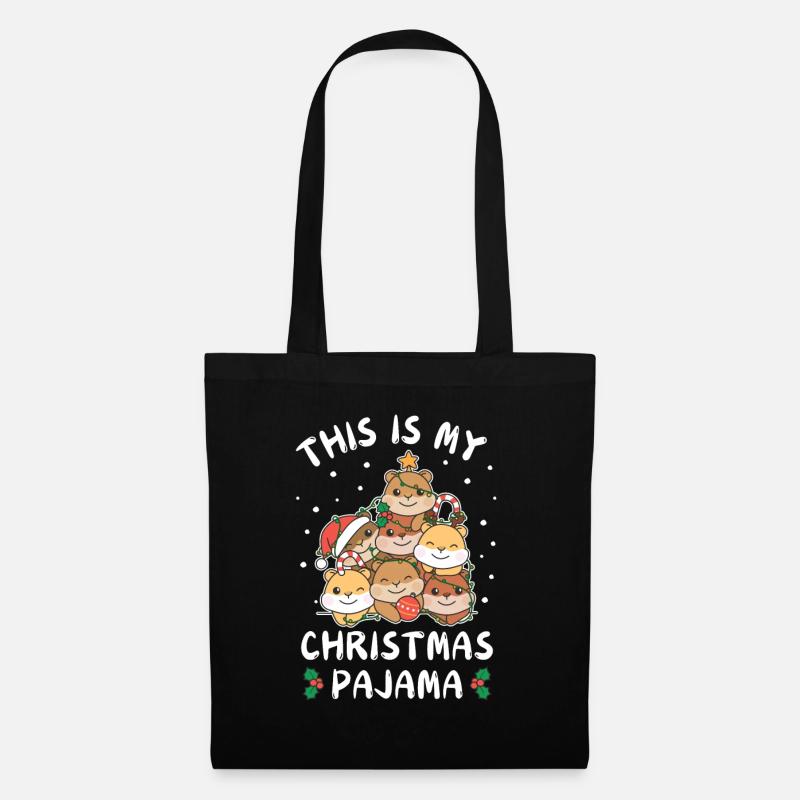 Weihnachten Hamster Weihnachts Schlafanzug - Stoffbeutel - Schwarz