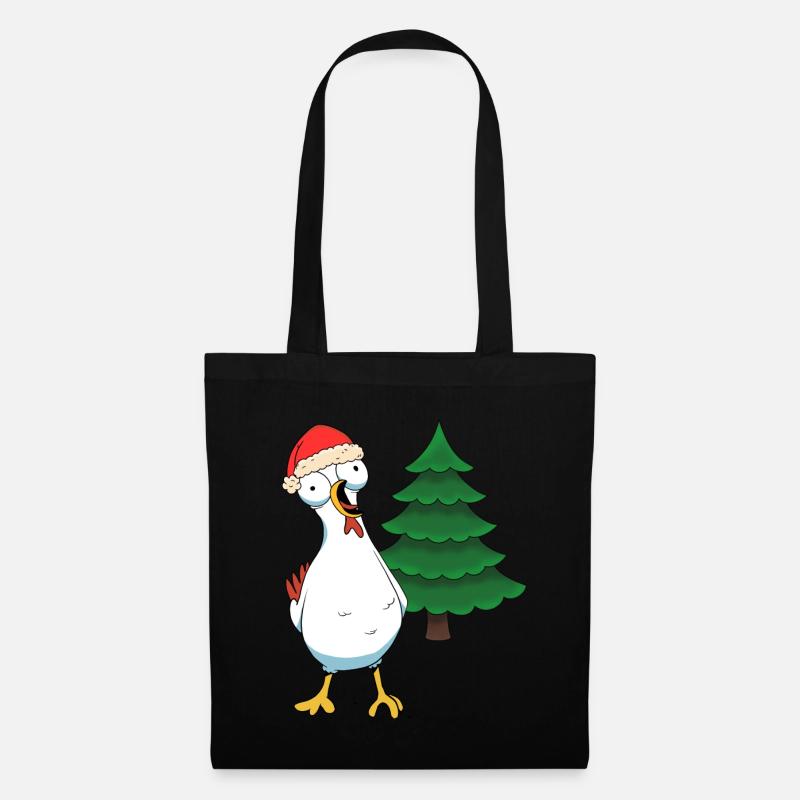 Santa Huhn Hühner Weihnachtsmann Hühnerstall - Stoffbeutel - Schwarz