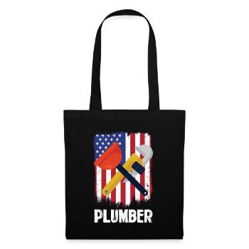 Plumber tools in front of US flag - Tote Bag - black - Front