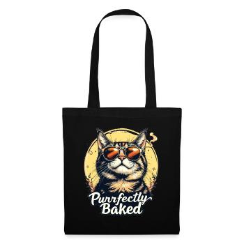 Purrfectly Baked Katze Lustiger Katzen Spruch - Stoffbeutel - Schwarz - Vorne