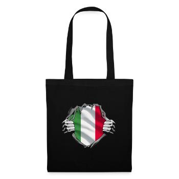 Italian flag in heart-tearing motif - Tote Bag - black - Front