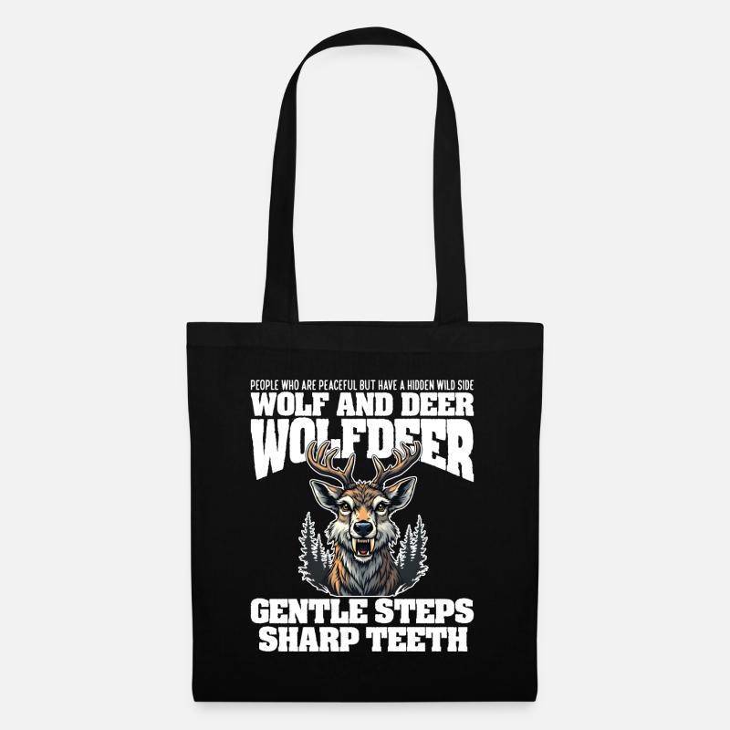 GENTLE STEPS SHARP TEETH - WOLF AND DEER - Tote Bag - black
