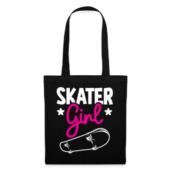 Skater Mädchen Lustiges Skateboarden Longboard Skate - Stoffbeutel - Schwarz - Vorne