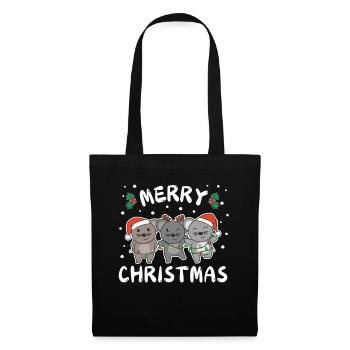 Joyeux Noël Mignon Souris de Noël - Sac en tissu - noir - Devant