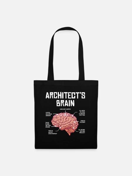 Architect's Brain Humorvolle Illustration Mit - Stoffbeutel - Schwarz