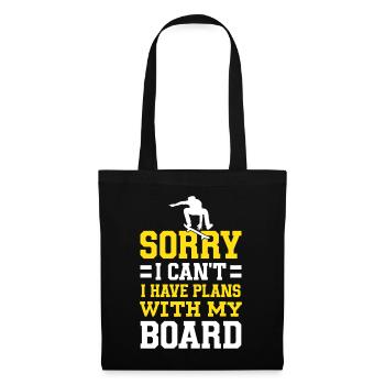 Ich habe Pläne mit meinem Board Longboard Skaten - Stoffbeutel - Schwarz - Vorne