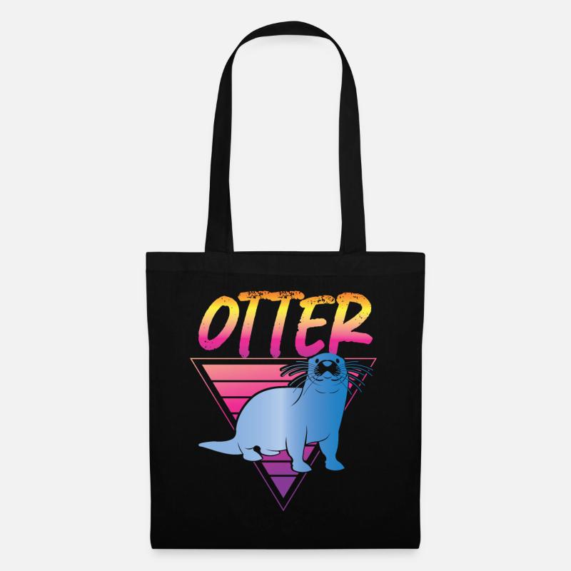 Otter 80s 90s Retro Vintage Otters - Stoffbeutel - Schwarz