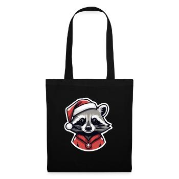 Waschbär Weihnachten Outfit Weihnachts Geschenk - Stoffbeutel - Schwarz - Vorne