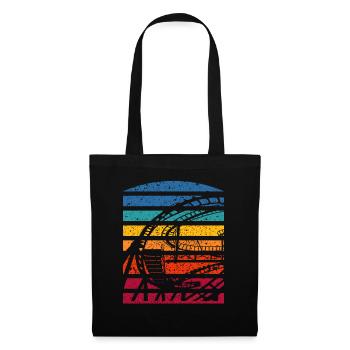 Retro Achterbahn Silhouette Abenteuer - Stoffbeutel - Schwarz - Vorne