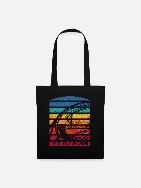 Retro Achterbahn Silhouette Abenteuer - Stoffbeutel - Schwarz