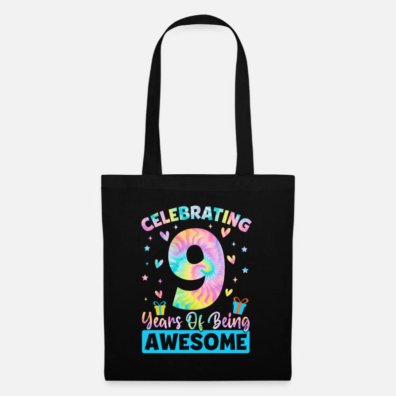 Wir feiern 9 Jahre Awesome Tie Dye 9th - Stoffbeutel - Schwarz