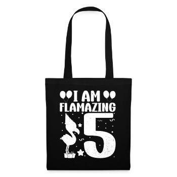 Je suis Flamazing 5 ans Flamingo Anniversaire - Sac en tissu - noir - Devant