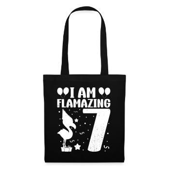 Je suis Flamazing 7 ans Flamingo Anniversaire - Sac en tissu - noir - Devant
