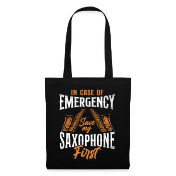 Saxophone In Case Of Emergency - Stoffbeutel - Schwarz - Vorne