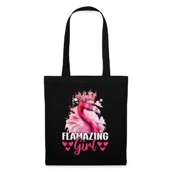 Flamazing Girl Flamingo Lover Flamingo Girl - Stoffbeutel - Schwarz - Vorne