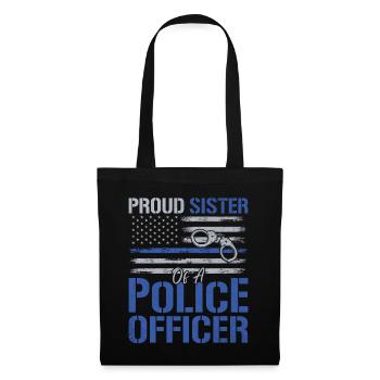 Stolze Schwester Eines Polizisten USA Flagge Gesetz - Stoffbeutel - Schwarz - Vorne