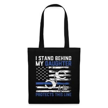 Polizist Tochter USA Flagge Strafverfolgung - Stoffbeutel - Schwarz - Vorne