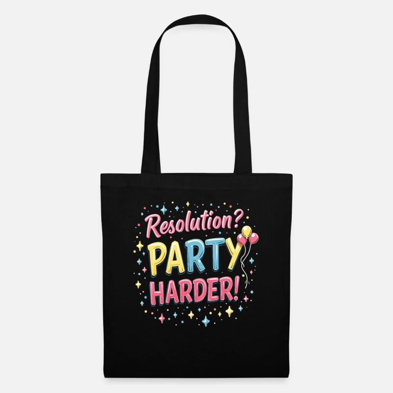 Resolution Party Design – Lustiges Silvester Motiv - Stoffbeutel - Schwarz