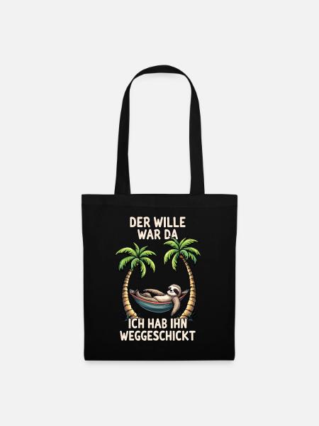 Faultier Spruch Langschläfer Statement Müde Büro - Stoffbeutel - Schwarz