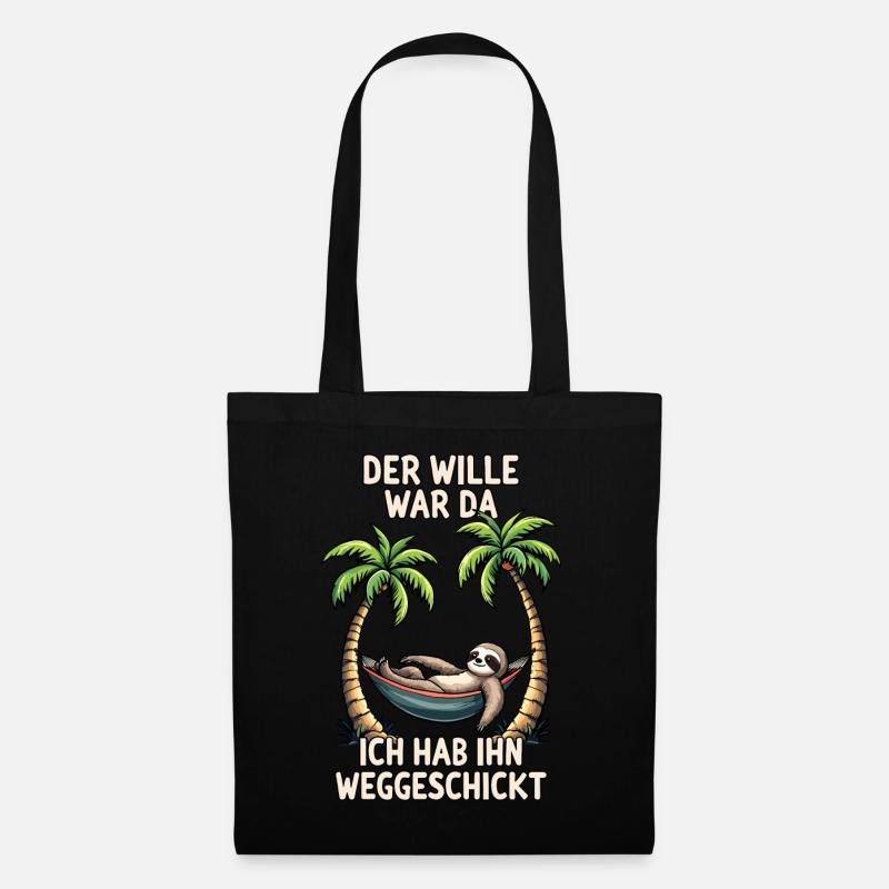 Faultier Spruch Langschläfer Statement Müde Büro - Stoffbeutel - Schwarz