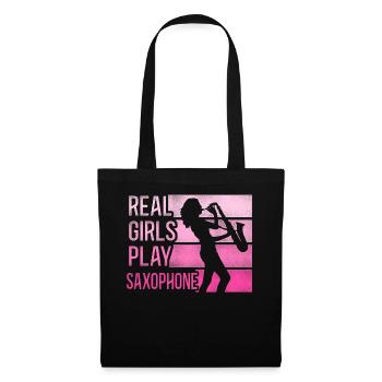 Saxophone Rétro Vintage Real Girls - Sac en tissu - noir - Devant