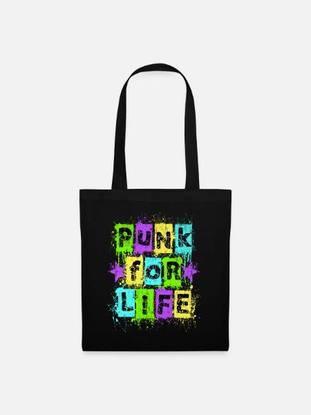 Punk für das Leben Neon Graffiti T-Shirt Design - Stoffbeutel - Schwarz