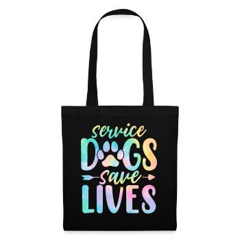 Service Dogs Save Lives Funny Dog Tie Dye Animal - Tote Bag - black - Front