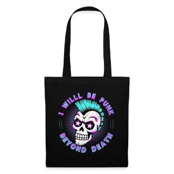 Neon Punk Rock Totenkopf Design - Punk jenseits des Todes 80 - Stoffbeutel - Schwarz - Vorne