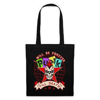 Forever Punk Till Death Mohawk Skull Grunge Art - Tote Bag - black - Front