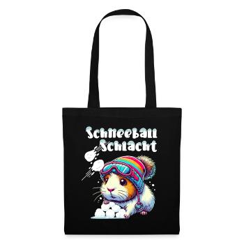 Guinea Pig Snowball Fight Winter Ski Fun - Tote Bag - black - Front